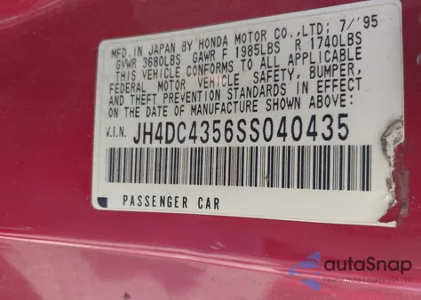 1995 Acura Integra Ls from USA, damaged, VIN JH4DC4356SS040435